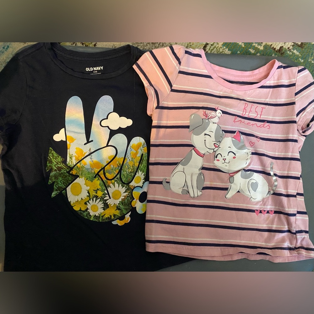 ‘Old Navy’ Blue T and Pink ‘Gee Jay Girls’ T ~ Two Graphic T’s